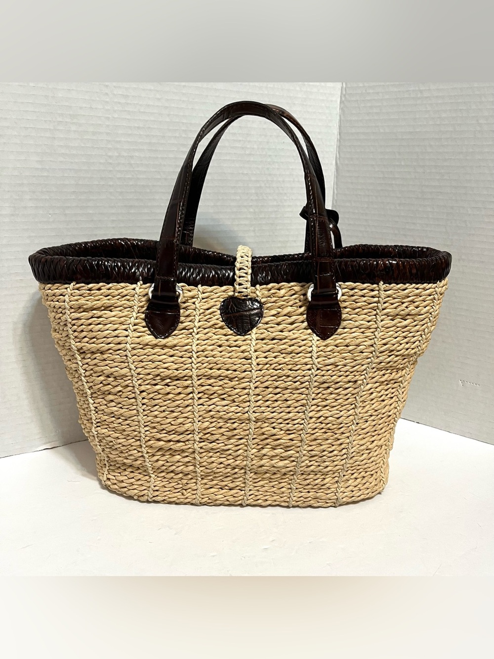 Brighton Natural Straw Tote with Dark Brown Trim - Picture 2 of 15